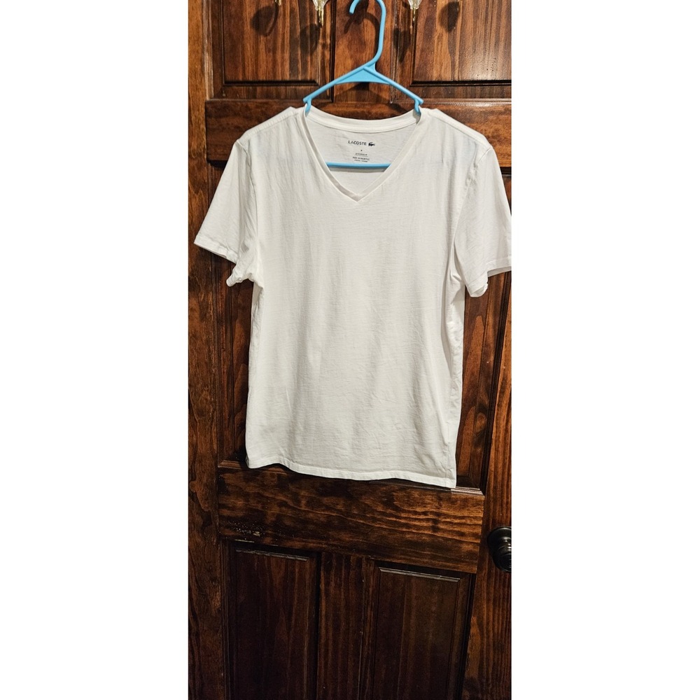 Lacoste Underwear Collection Basic White V Neck Shirt Mens Size Medium TH3374